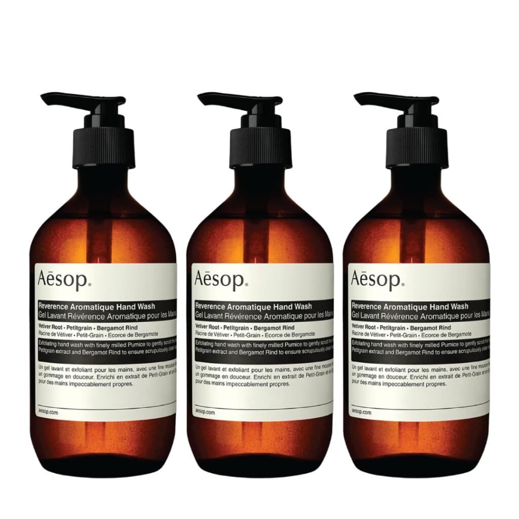 Aesop Reverence Aromatique Exfoliating Hand Wash | Cleanse and Exfoliate the Hands | Paraben, Cruelty-free & Vegan | 16.9 oz, Pack of 3