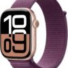 Apple Watch Series 10 [GPS 46mm case] Smartwatch with Rose Gold Aluminium Case with Plum Sport Loop. Fitness Tracker, ECG App, Always-On Retina Display, Carbon Neutral